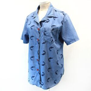 Monique Fashion Vintage Plus Denim Embroidered Shirt Blouse Top 3X made in USA